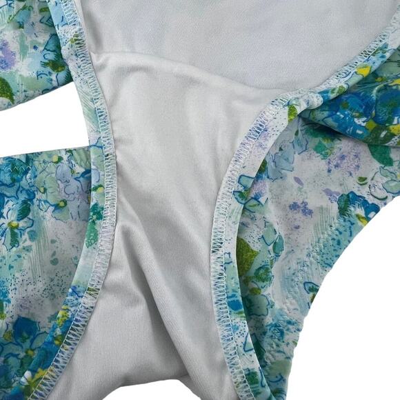Victorias Secret Blue Green Floral String Bikini Bottom Size XL - Picture 4 of 7